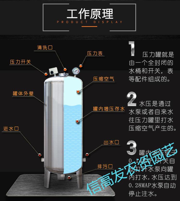 不鏽鋼壓力罐家用全自動無塔供水器水泵用水塔水箱自來水存水增壓加厚