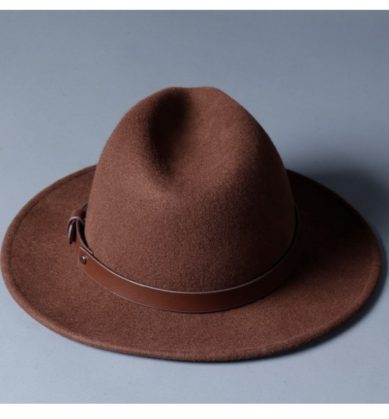 复古仿羊毛爵士帽毡帽秋冬中老年帽子男老人帽mw196219深咖色m5658cm