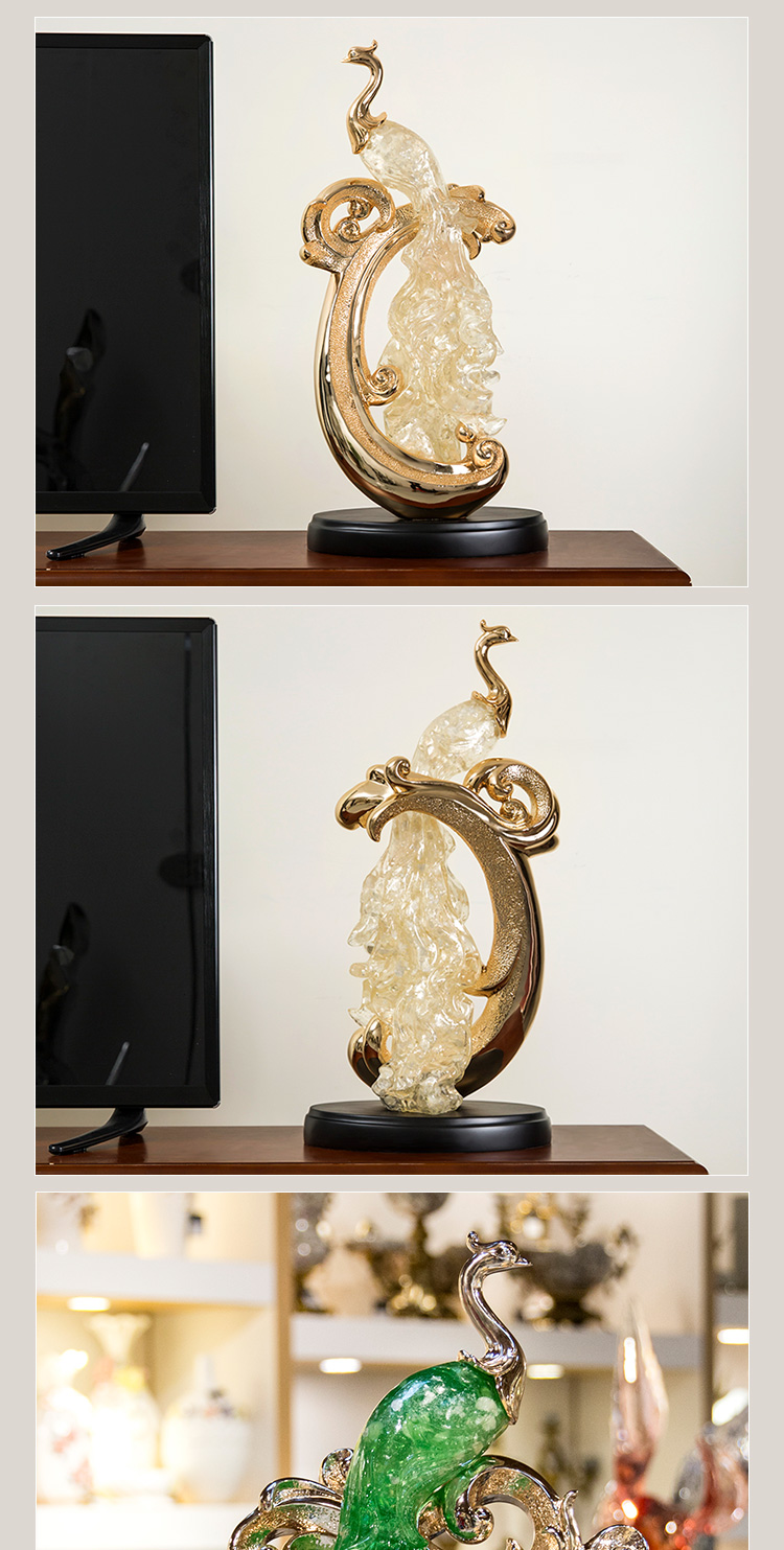 辉客映上 欧式孔雀凤凰摆件摆件客厅电视柜酒柜书房玄关家居新房装饰