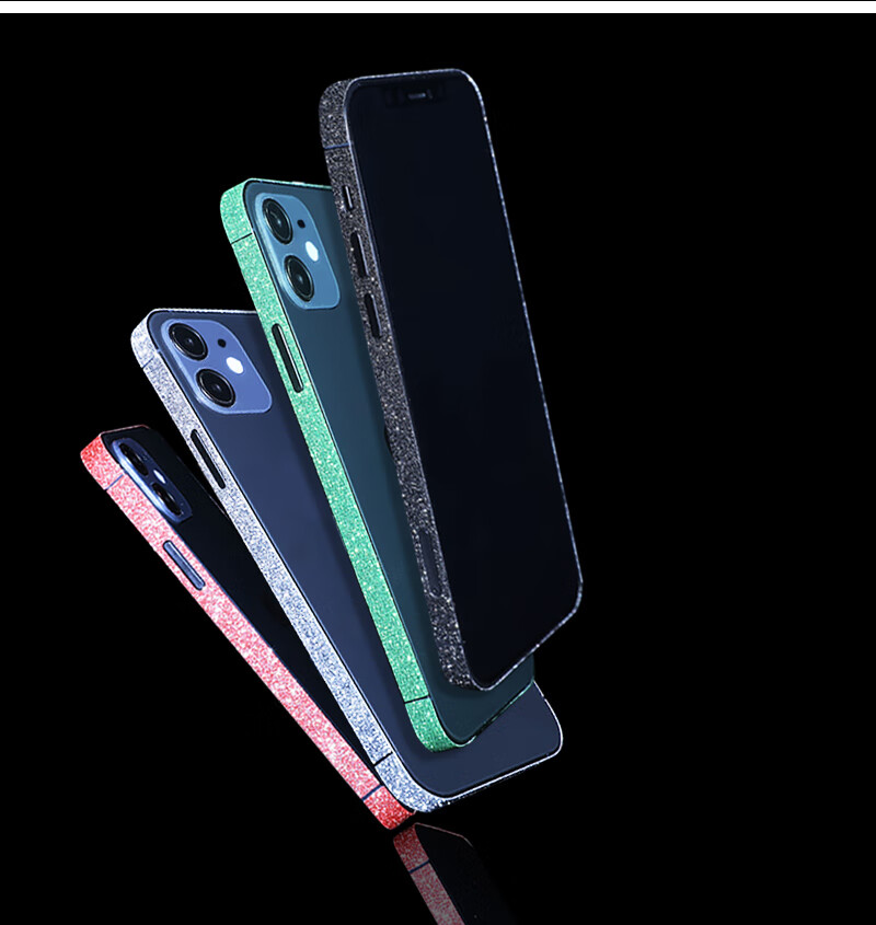 黑羊先生苹果12边框贴膜iphone12pro磨砂侧边12promax镜头闪粉12mini