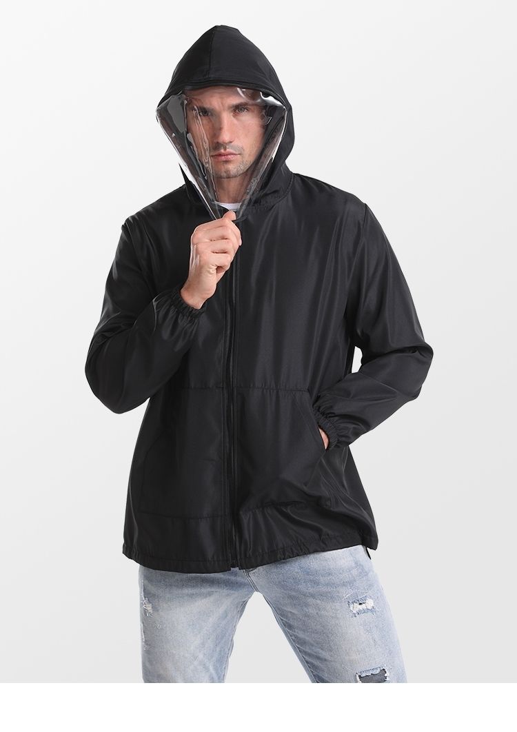 防护服出国坐飞机用疫情隔离防护衣服儿童防飞沫重复使用外套 黑色 s