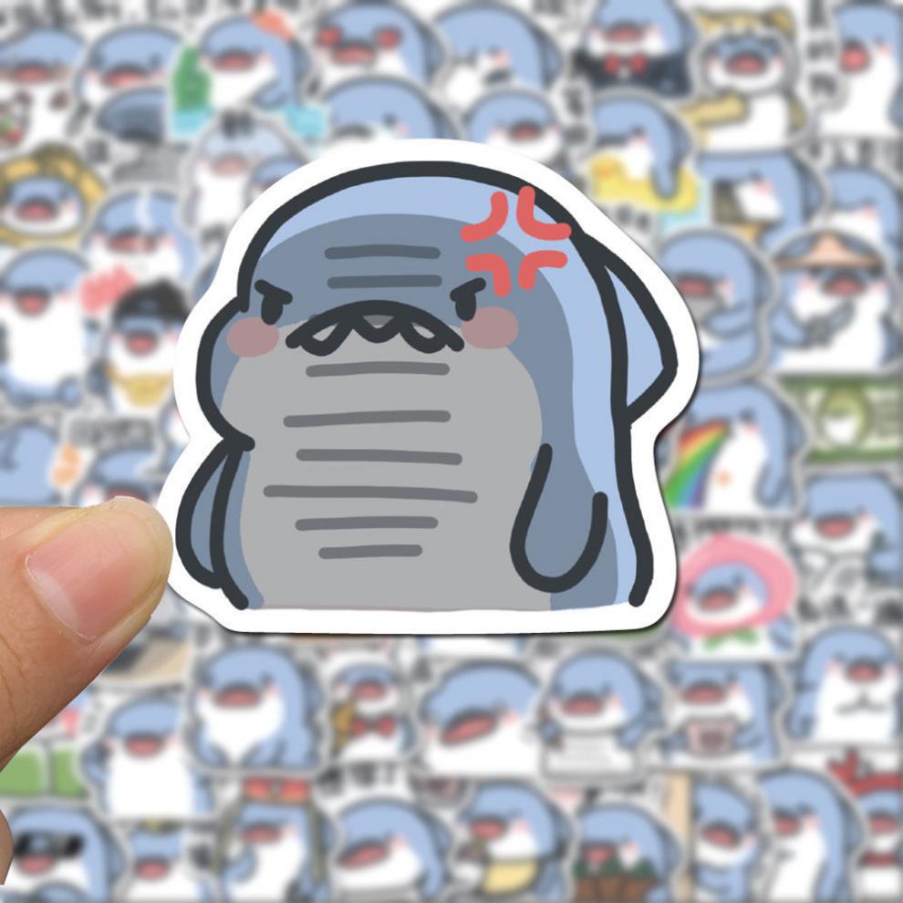 表情包贴纸 110张肥肥鲨抹茶旦旦家族表情包合集卡通可爱手账贴纸搞笑