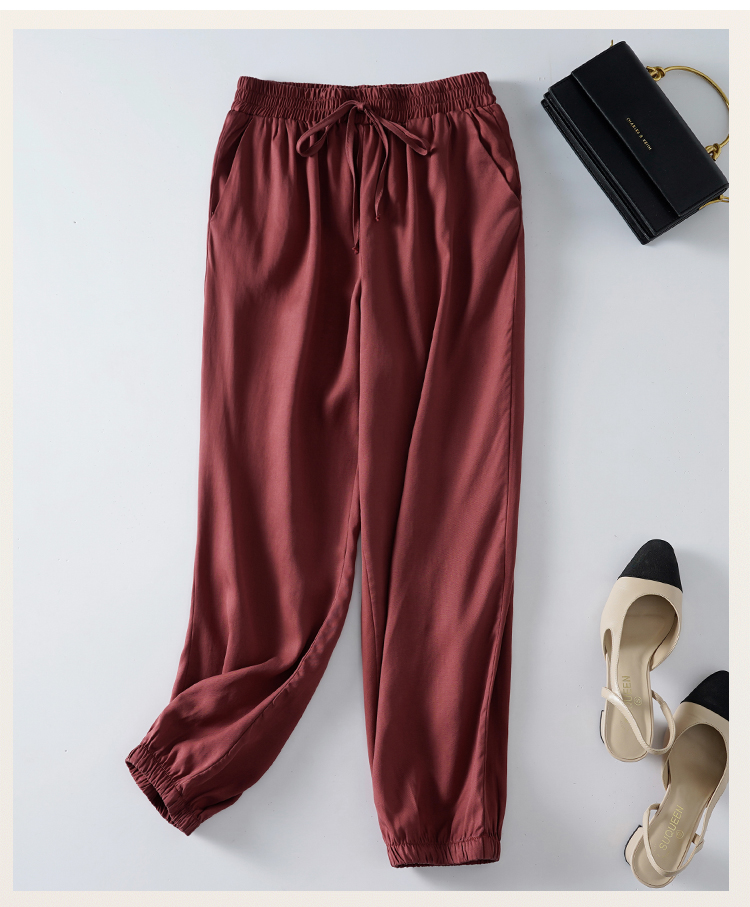 灯笼裤女裤收脚裤女夏季灯笼裤醋酸缎面垂感束脚薄款夏季宽松仿冰丝