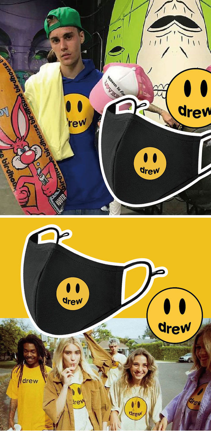 善水上境笑脸口罩drew笑脸潮流女网红防尘透气潮牌联名口罩男潮款个性