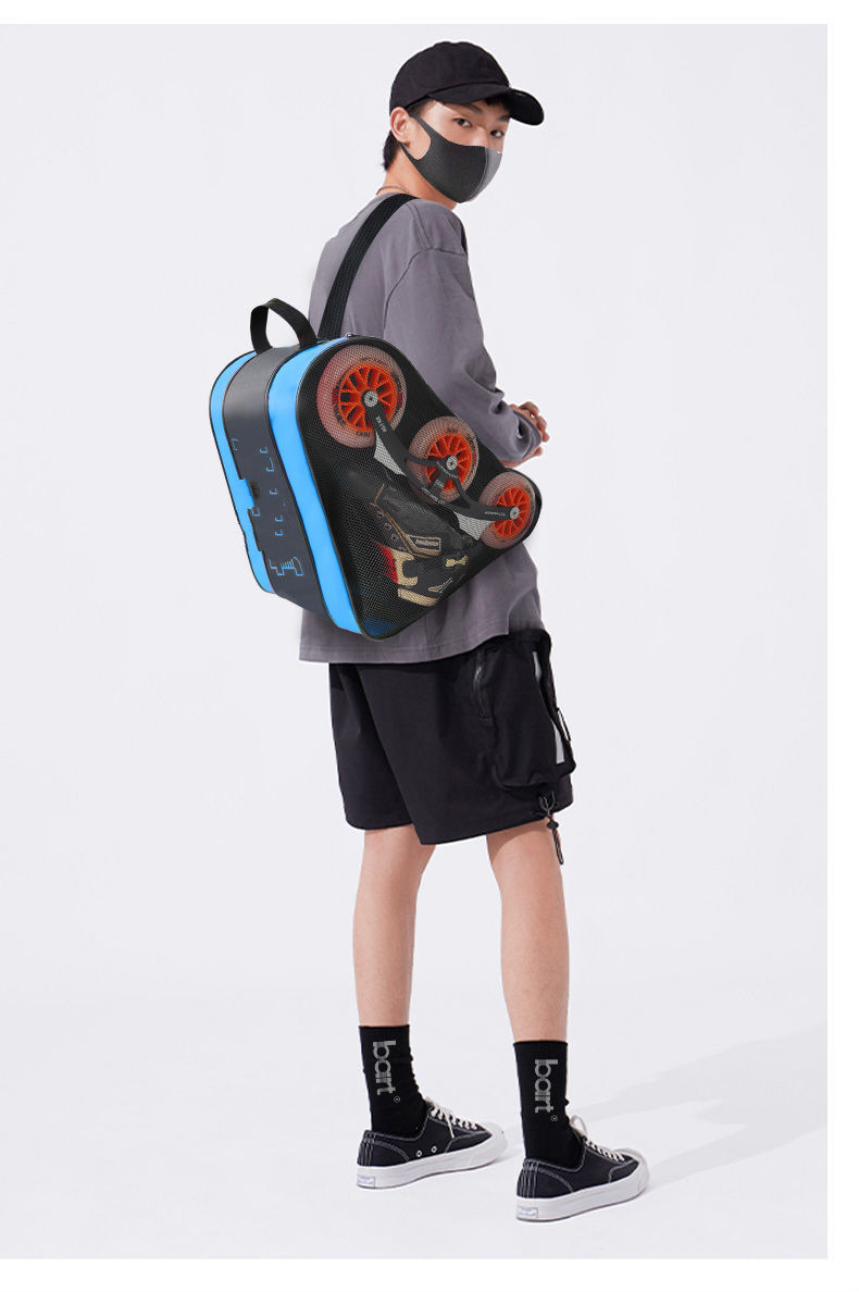 轮滑包成人儿童速滑平花冰鞋包运动装备便携单肩包 老版红色三角包