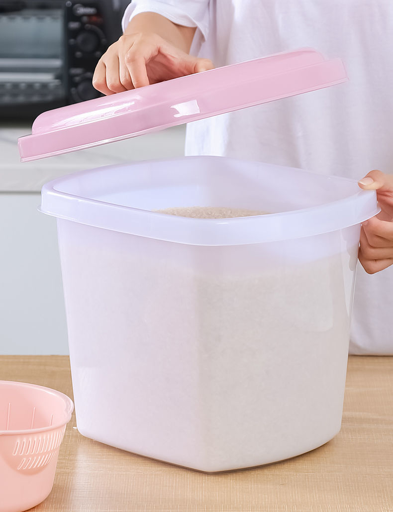 厨房家用面粉储存罐米桶防虫防潮密封20斤30斤50斤装收纳储米箱透明蓝