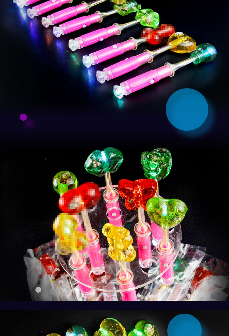 发光棒棒糖50支led七彩闪光荧光棒酒吧蹦迪夜店ktv聚会搞怪糖 8款混搭