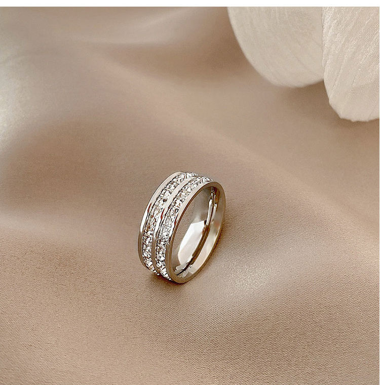 饰品女ins冷淡风食指环满天星玫瑰金色双排戒指9号参考130140斤内径19