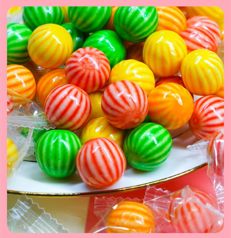 网红爆浆西瓜泡泡糖夹心零食90后糖果童年小食品儿童老式80后怀旧爆浆