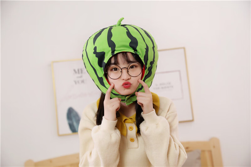 新品套帽ins可爱西瓜头套帽子少女心搞怪水果帽拍照神器派对活动表演