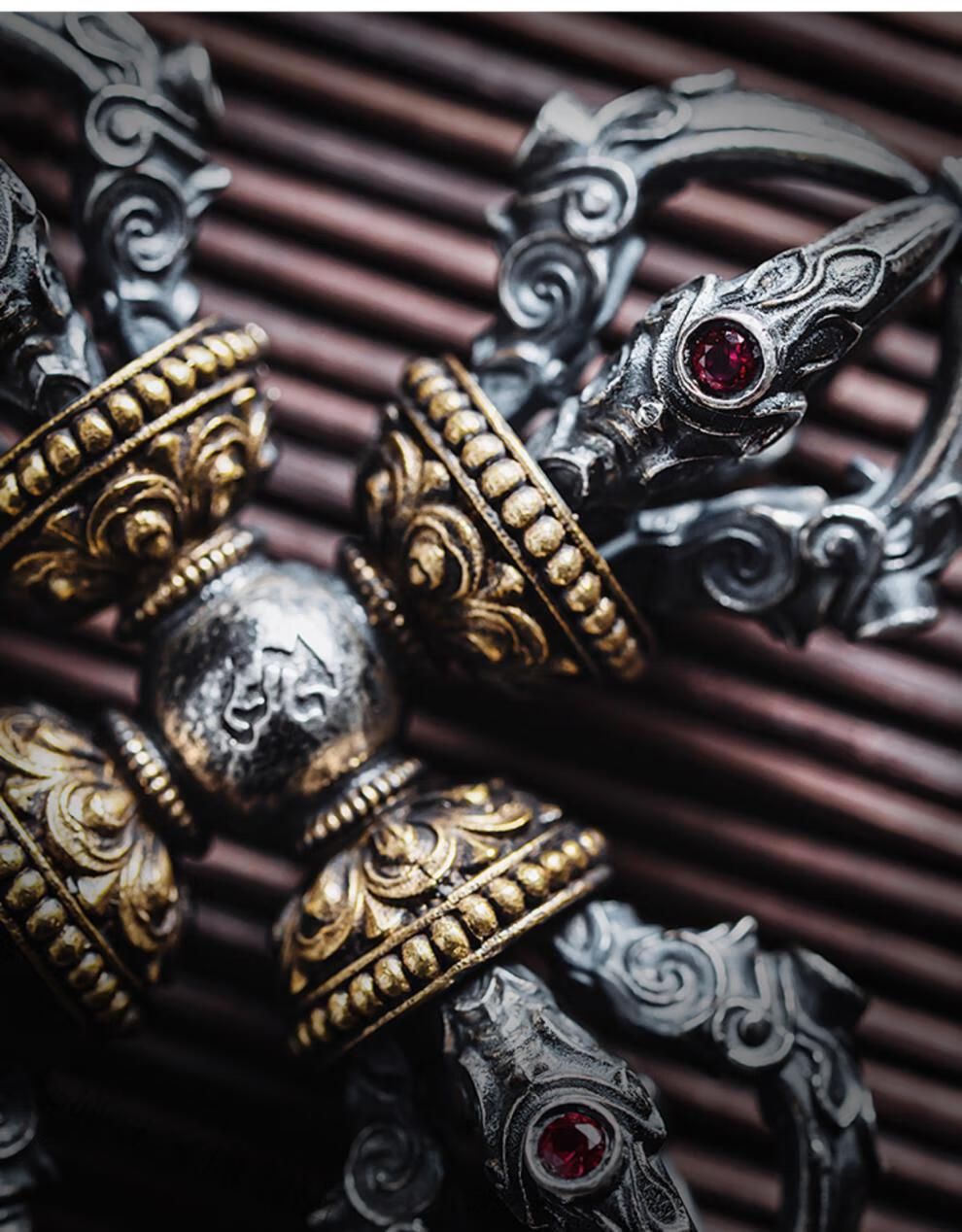 桓缘洋 降魔杵银手把件羯磨杵挂件桌面饰品小摆件 金刚杵 #银版
