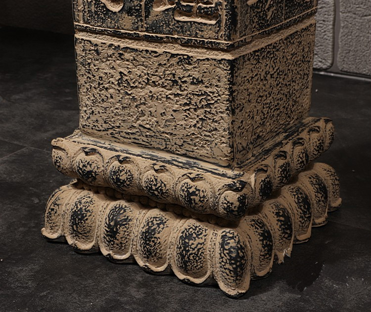 新中式复古拴马桩仿石雕仿石柱狮子柱子栓马石玄关创意守护神摆件 泥