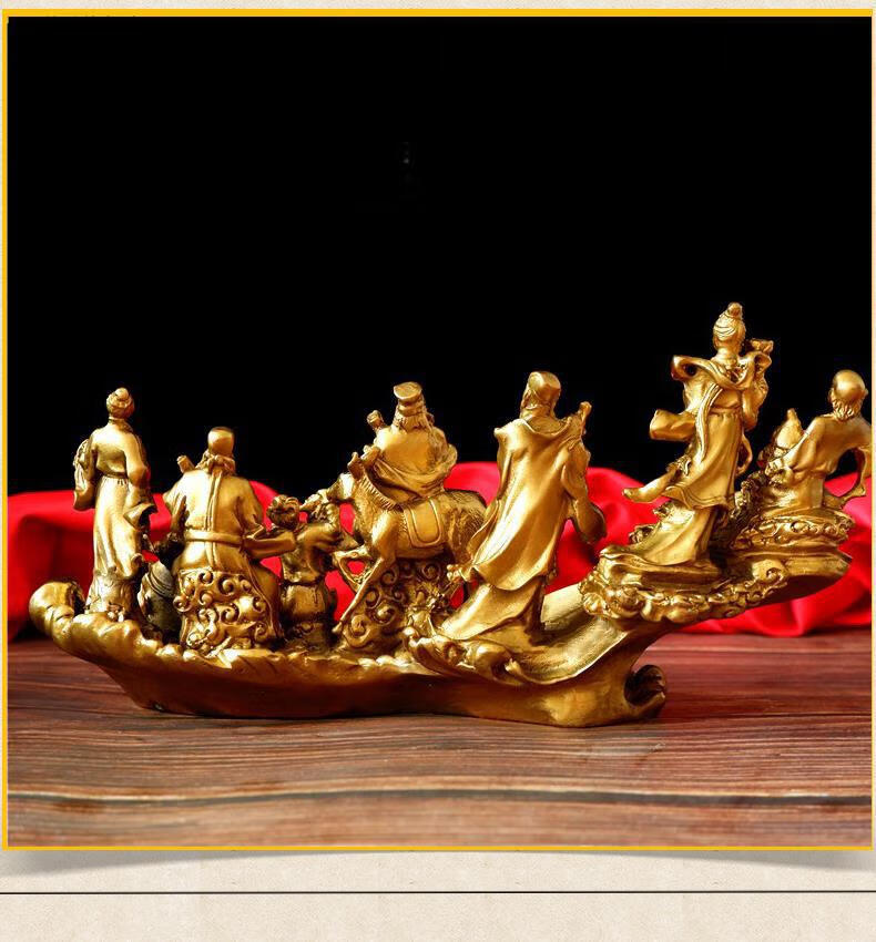 纯铜八仙过海神相摆件八仙葫芦何仙姑吕洞宾韩湘子铁拐李家居摆设黄铜