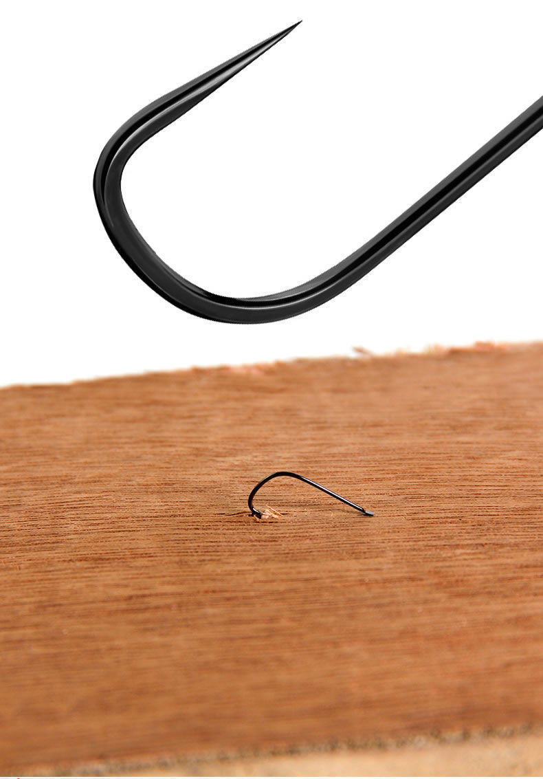 精品黑袖鱼钩进口细条平打钩日本锋利有倒刺无倒刺散装小号钩音然平