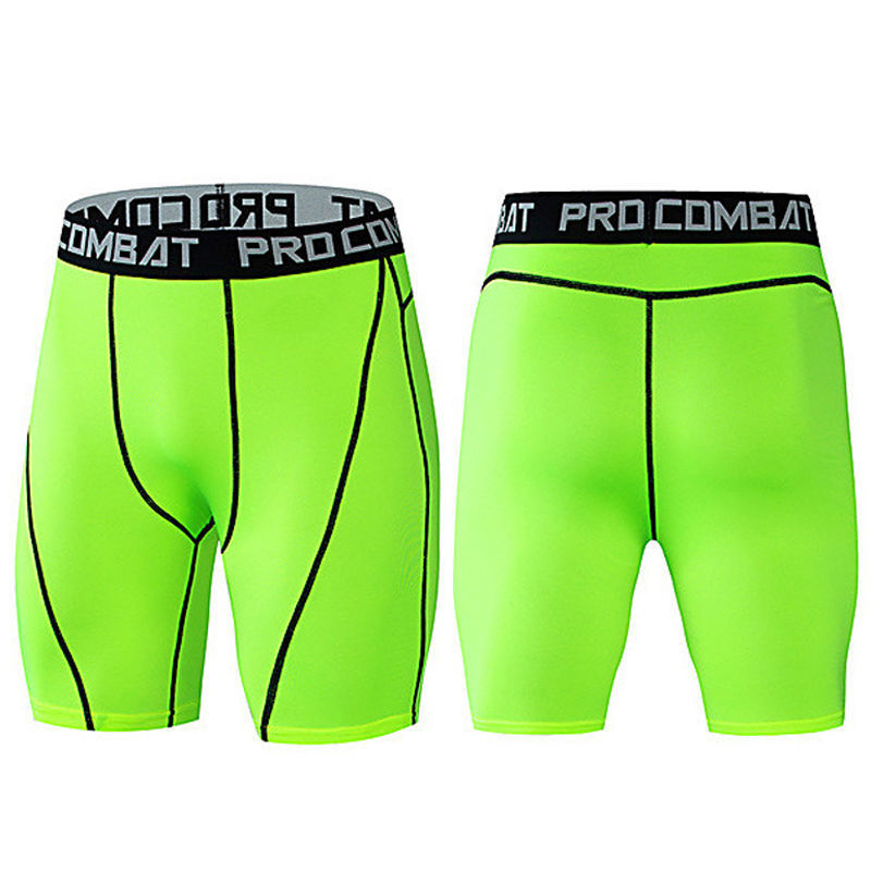 男速干弹力跑步健身透气裤篮球打底裤田径训练游泳裤绿色紧身短裤m