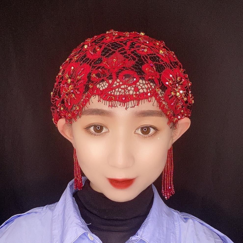 心墨染新品回民帽子春夏流苏帽子新款回族纱巾重手工缝制帽子睫毛款