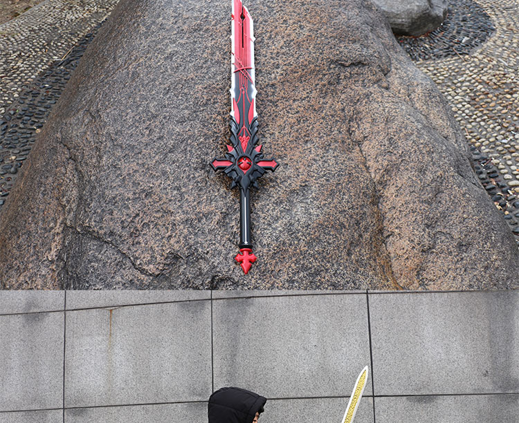 儿童的刀剑玩具少年版男孩模型仿真剑pu软橡胶大号刀剑道具 白剑逐暗