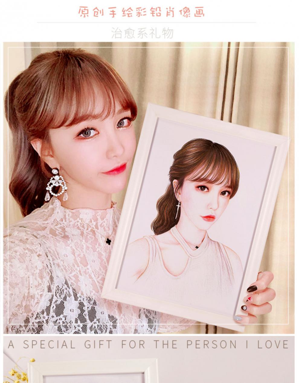 素描画像彩铅画纯手绘照片真人代画定制人物头像人像肖像画铅笔画定制