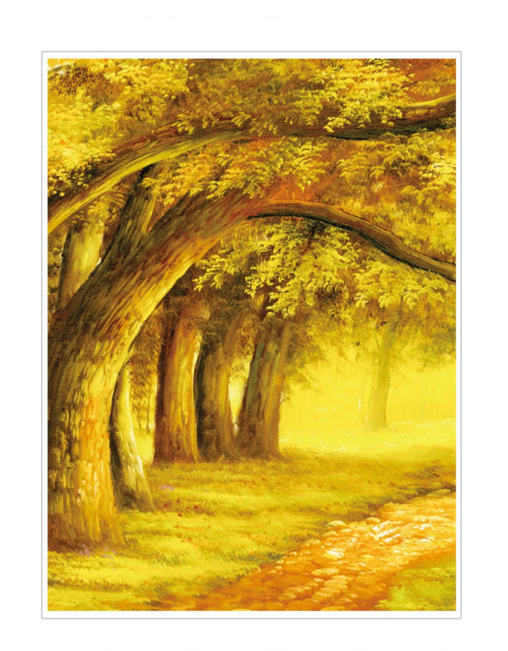 可狄发财树客厅装饰画壁画沙发背景墙靠山中式山水风景玄关挂画常青树