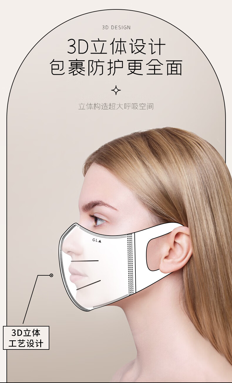 舒美佳口罩一次性口罩3d立体高颜值渐变男女防尘透气时尚版紫苏粉3包