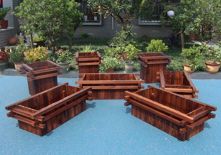 采缇长方形户外防腐木碳化木花箱防腐木花箱室外市政道路景观花盆 长