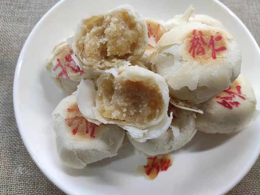 陕西特产石灰窑传统水晶饼正宗渭南健民白皮点心伍仁多种口味糕点传统