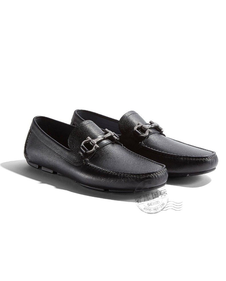 ferragamo菲拉格慕男鞋牛皮颗粒纹套脚驾车豆豆皮鞋0671739 黑色 7/41