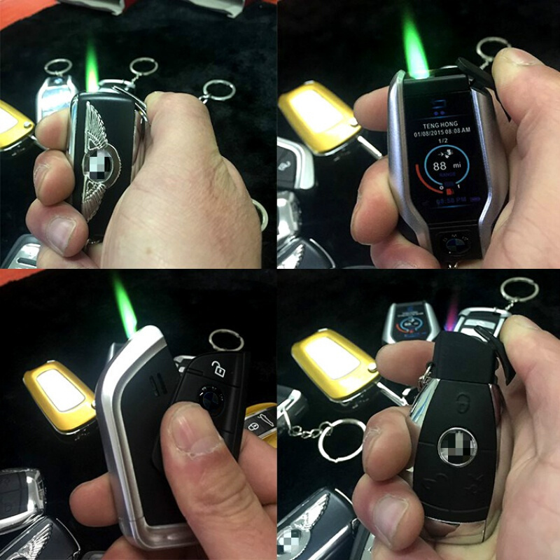 定制创意男士礼物玛莎拉蒂汽车仿真遥控钥匙打火机防风充气模型加重