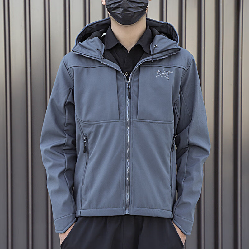22ss秋季新款化骨鸟家高版本男士防水透气软壳冲锋衣夹克外套 藏青色