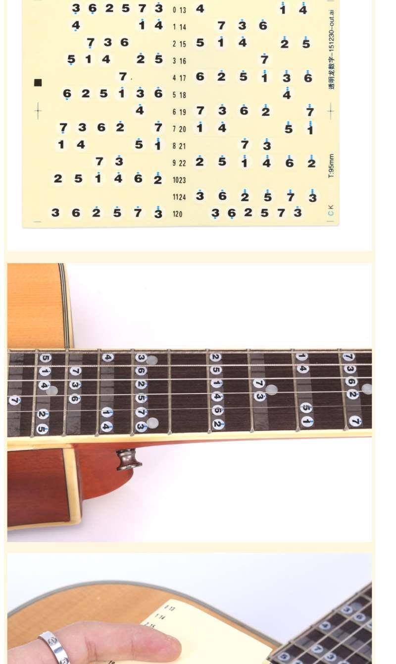 吉他简谱音阶贴纸数字唱名纸板贴自学新手民谣吉它电吉他初学者彩色