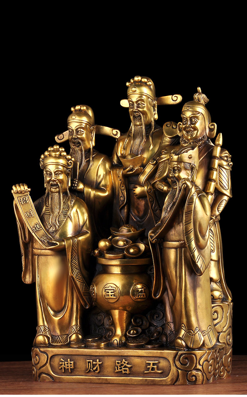 白凤凰纯铜五路财神爷摆件家居客厅风水佛像财位供奉饭店铺开业礼品16