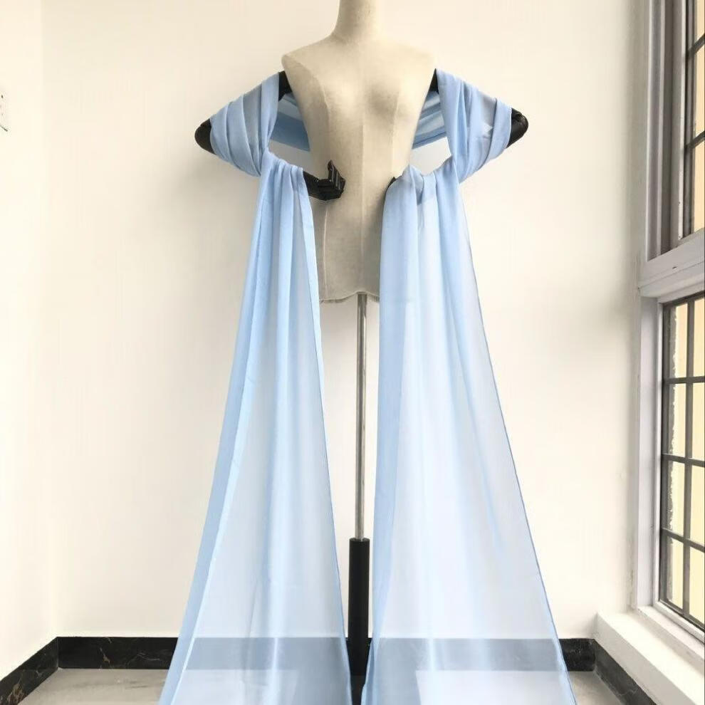 汉服披帛古装粉白色舞蹈演出仙女飘逸古典百搭披肩长飘带 浅蓝色(6米