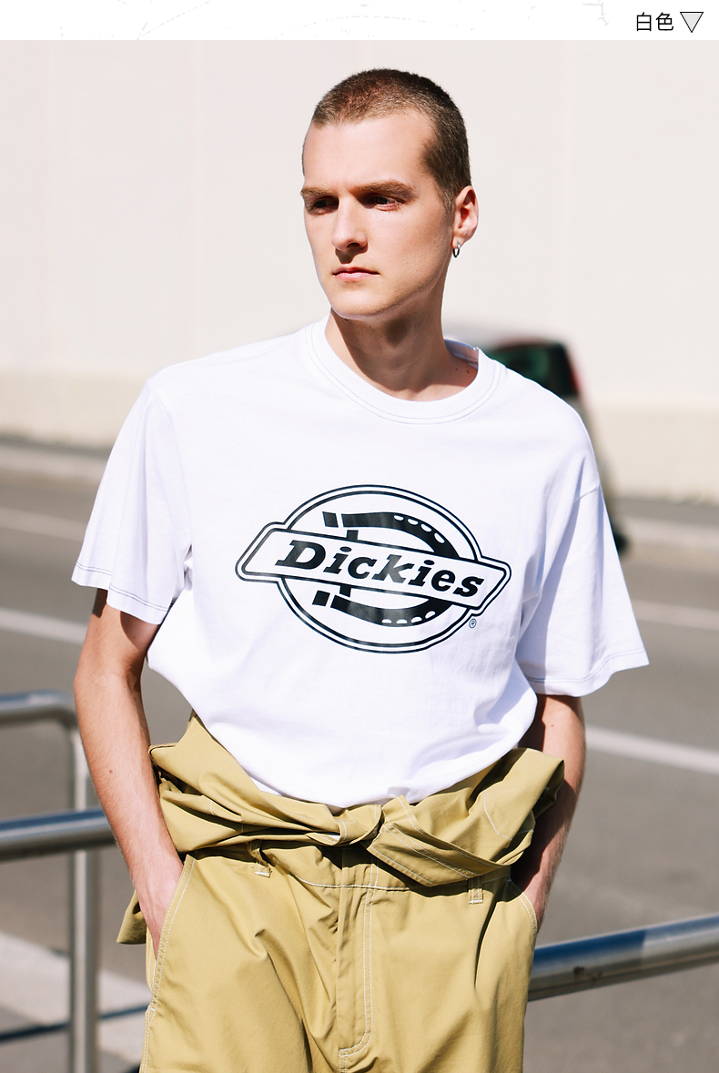 dickieslogo印花短袖t恤夏季新品舒适棉面料t恤黑色0xs