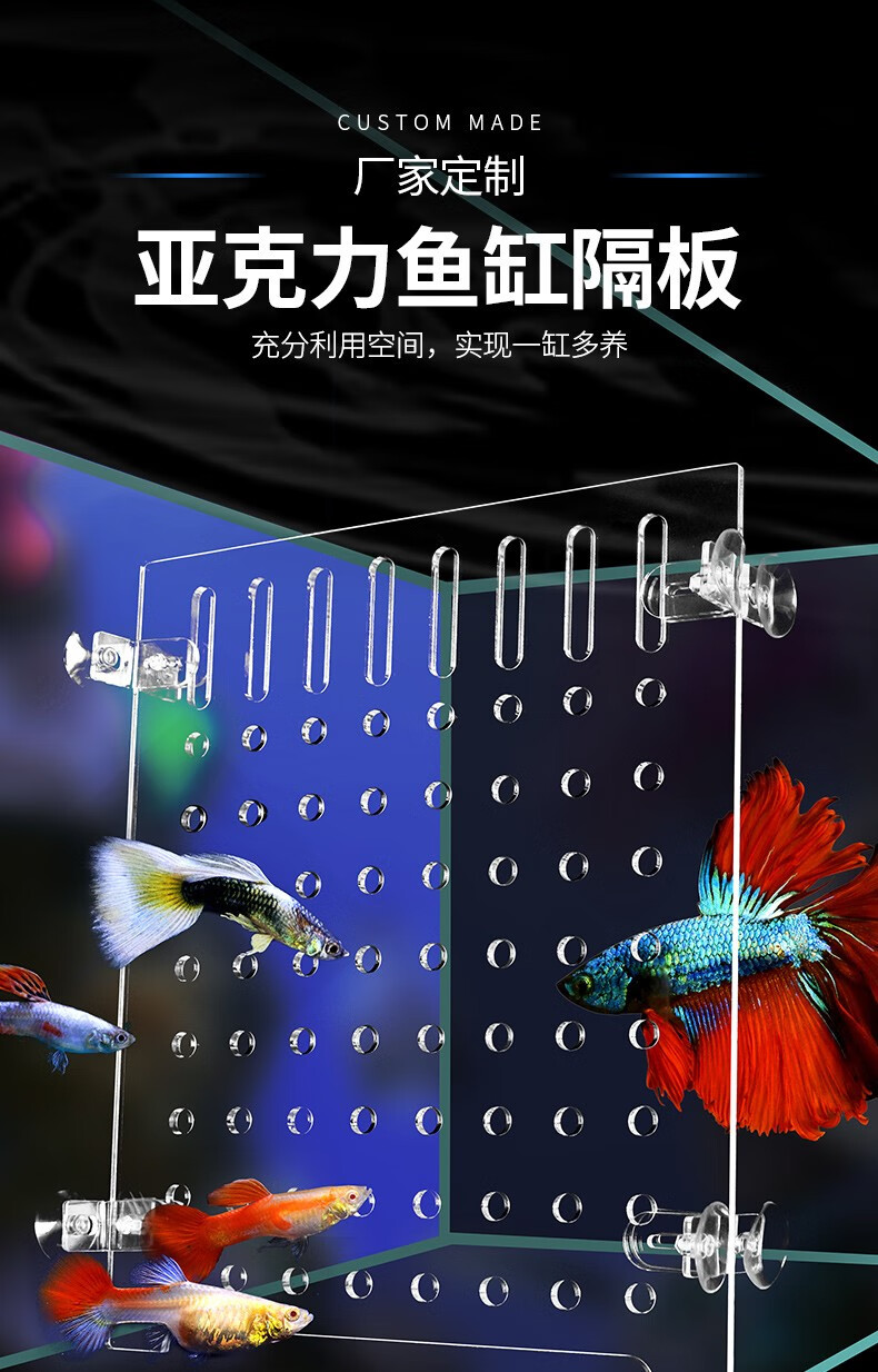 鱼缸隔板鱼缸隔离板夹高透明鱼苗隔离网挡板隔网微孔透明亚克力分隔板