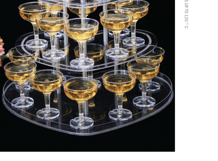 香槟塔新款三层心形婚庆道具led酒塔架子婚礼布置亚克力杯塔 三层心形