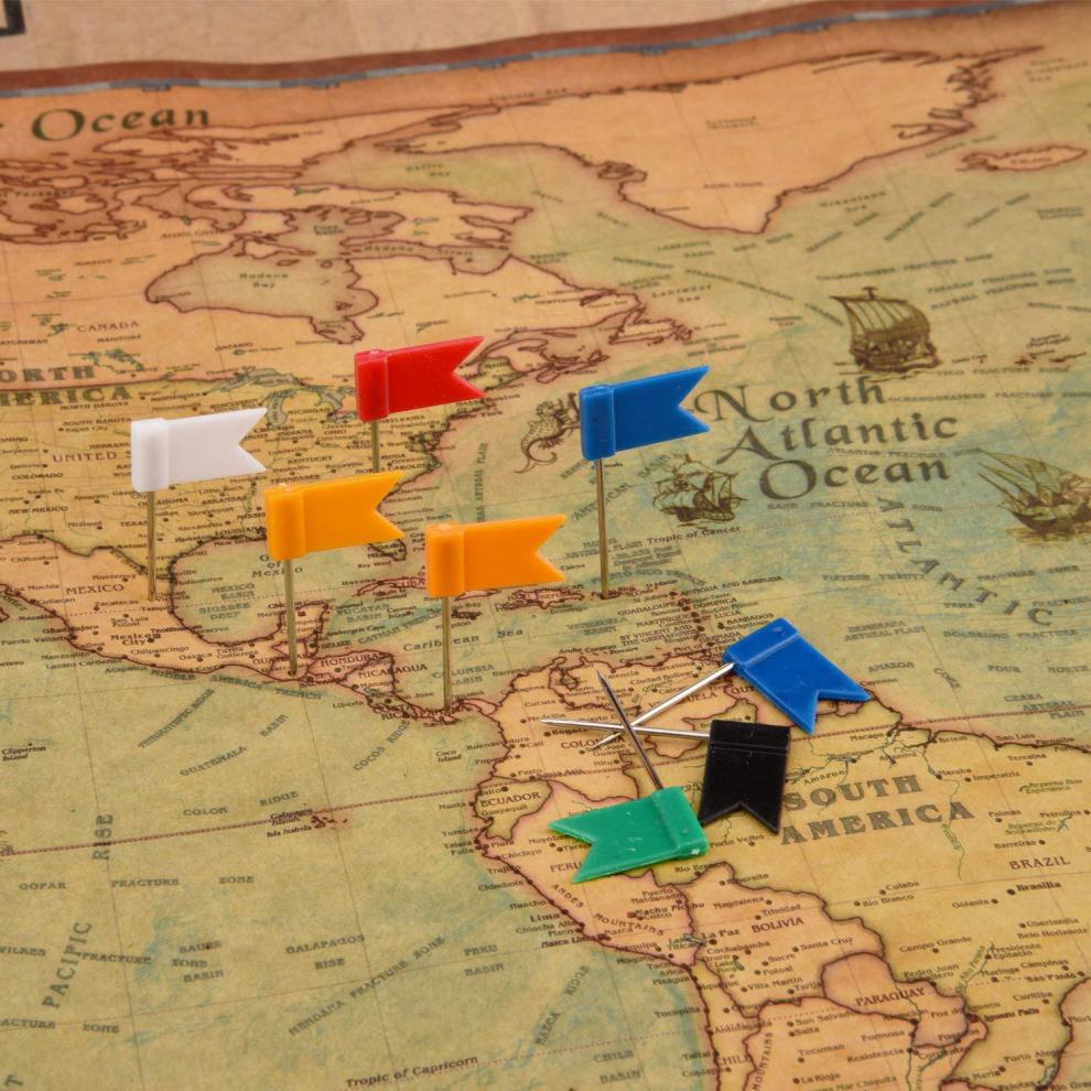 地图标记小标注钉按钉旗帜红旗计划小旗子插旗墙板办公照片墙钉旗