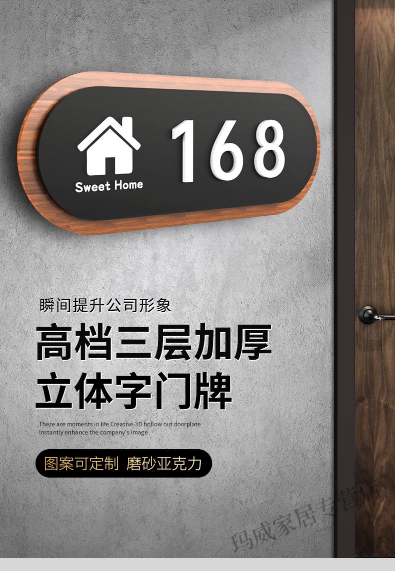 门牌贴立体数字房号牌亚克力号码牌现代风格包厢公寓酒店宾馆出租房