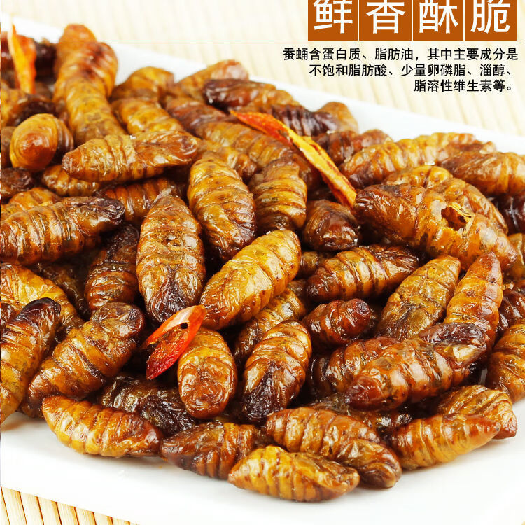 即食香酥蚕蛹五香山东特产茧蛹桑蚕蛹油炸香辣类熟食高蛋白下饭菜香酥