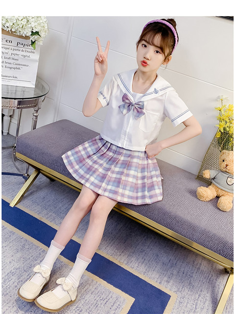 jk制服少女夏季8夏装十岁中大童12套装裙小学生9全套11学院风13短袖