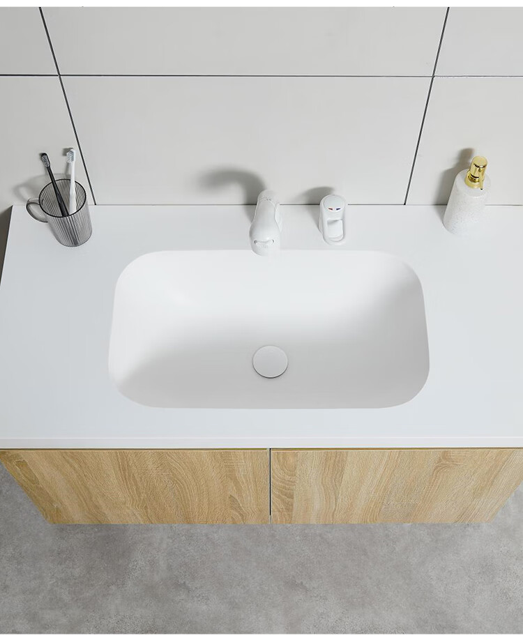 杜邦可丽耐一体盆高端定制卫浴美国极简风洗脸盆洗漱台浴室柜组合台盆