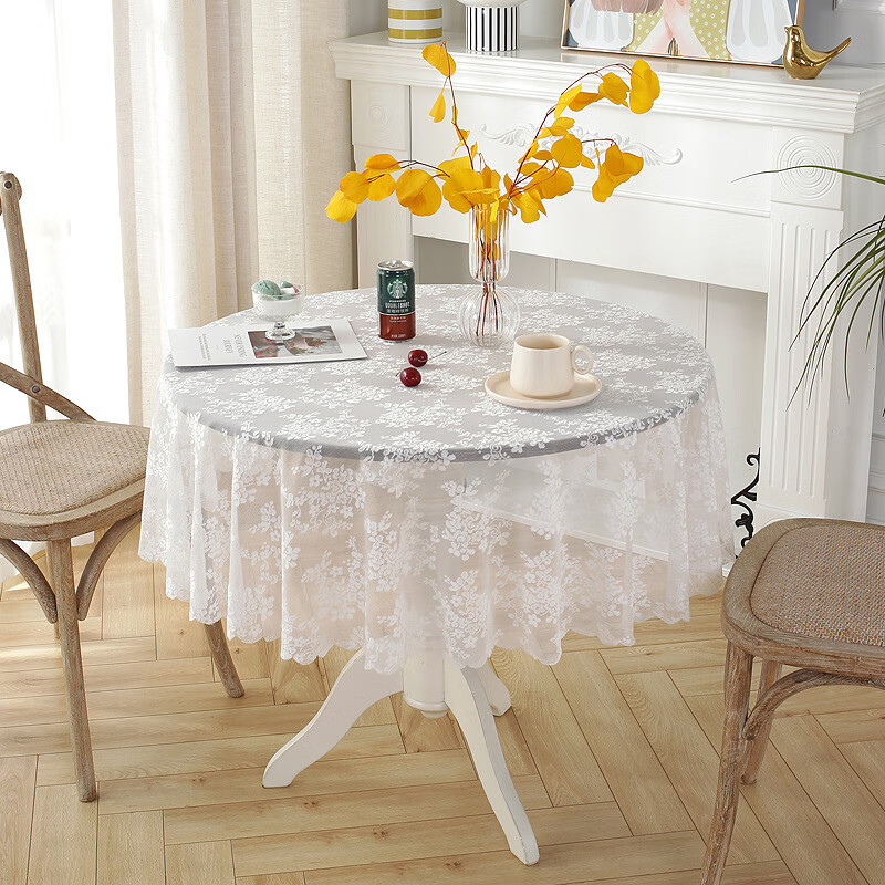 蕾丝桌布圆形小圆桌桌布北欧复古白色ins风格餐布网红甜品台盖布百花