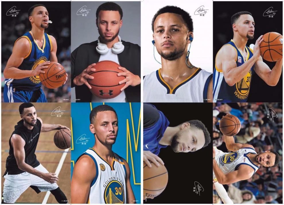 nba球星海报全篮球卡贴哈登欧文库里詹姆斯艾弗森nba球星随机4张