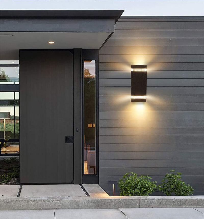 室外灯房檐灯led上下发光户外壁灯现代简约双头方形壁灯庭院壁灯户外