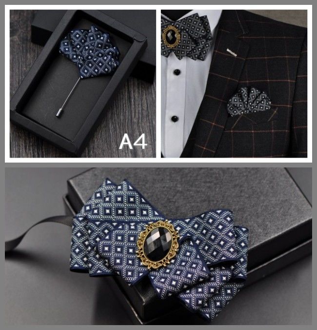 盼玫服饰配件西装口袋方巾男士西装两用口袋巾长针胸针领结方巾胸巾