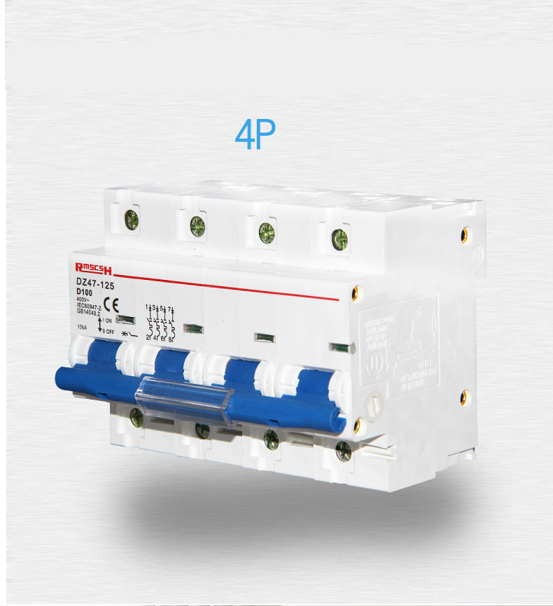 dz47空气开关家用小型断路器4p三相四线塑料空开80100125a电流100a4p