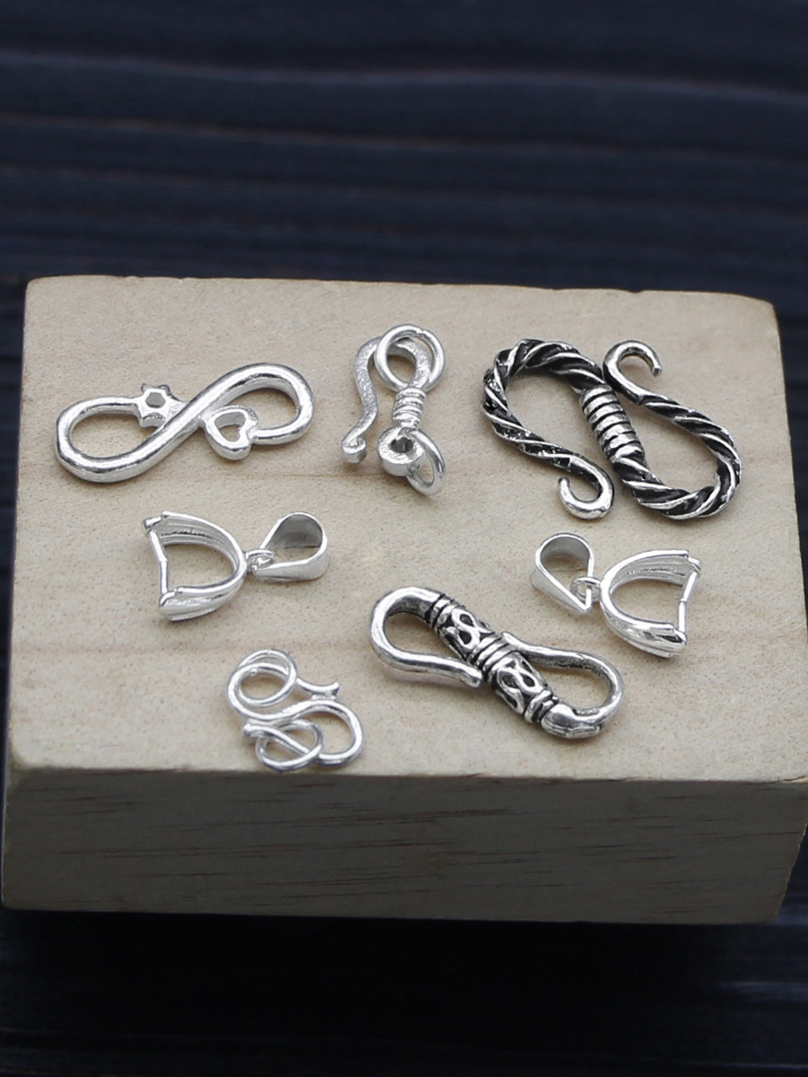 欧阳先生925银m扣diy复古泰银配件手链搭扣s扣m扣手链项链搭连接扣