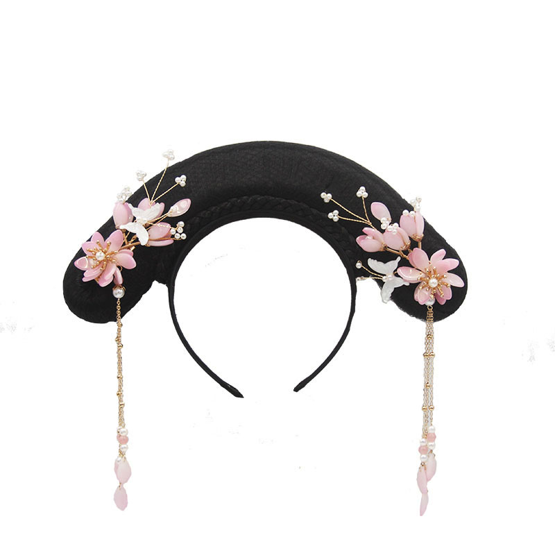 宫廷格格头饰儿童古装头饰满族格格发髻旗头清朝小女孩发箍女童古代