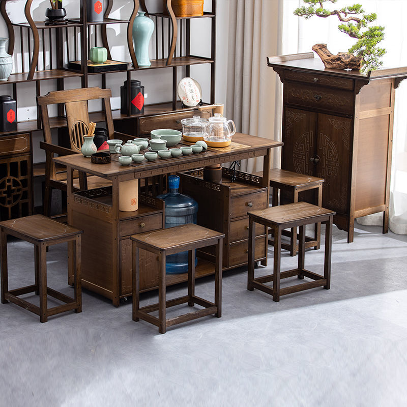 楠竹移动茶桌茶盘茶具烧水壶一体家用小茶台茶车阳台泡茶功夫茶几120