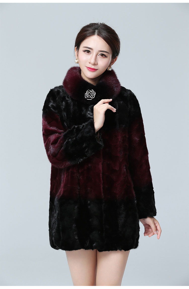 2021年新款秋冬季豹皮泰迪熊女士大衣海宁皮草中老年大码外套中长款