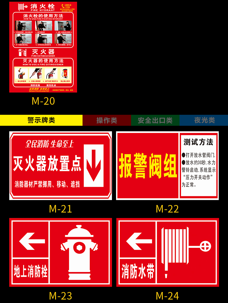 灭火器消火栓消防栓的使用方法说明贴纸消防标识标志牌灭火器放置点